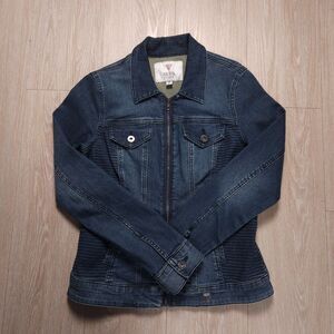 Vintage Guess Denim Bomber Jacket Women Size M Blue Utility Casual Classic
